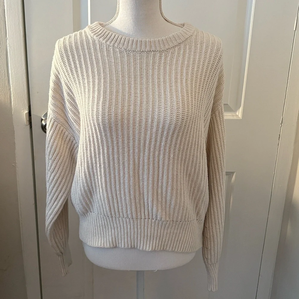 🎉SALE! a new day Cream Crew Neck Sweater - Picture 1 of 10